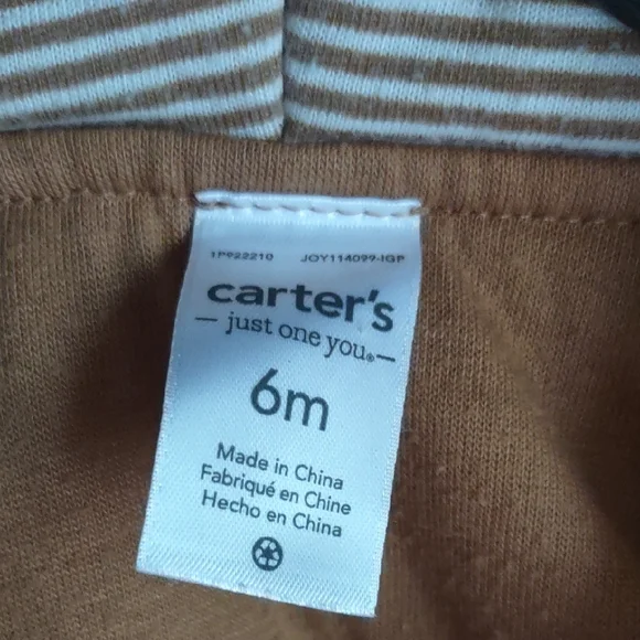 Carter's Brown Hooded Plush Baby Onesie Teddy Bear Outfit Costume Pictures 0-6 - Picture 2 of 6